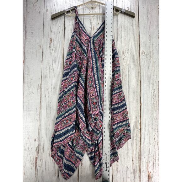 Angie Boho Tank Top Women Small S Blue Pink Oversized Flowy Sleeveless FLAW - Picture 4 of 9